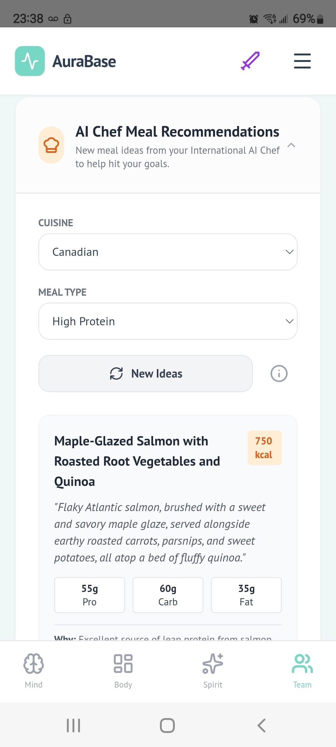 AuraBase International AI Chef Canadian meal recommendation