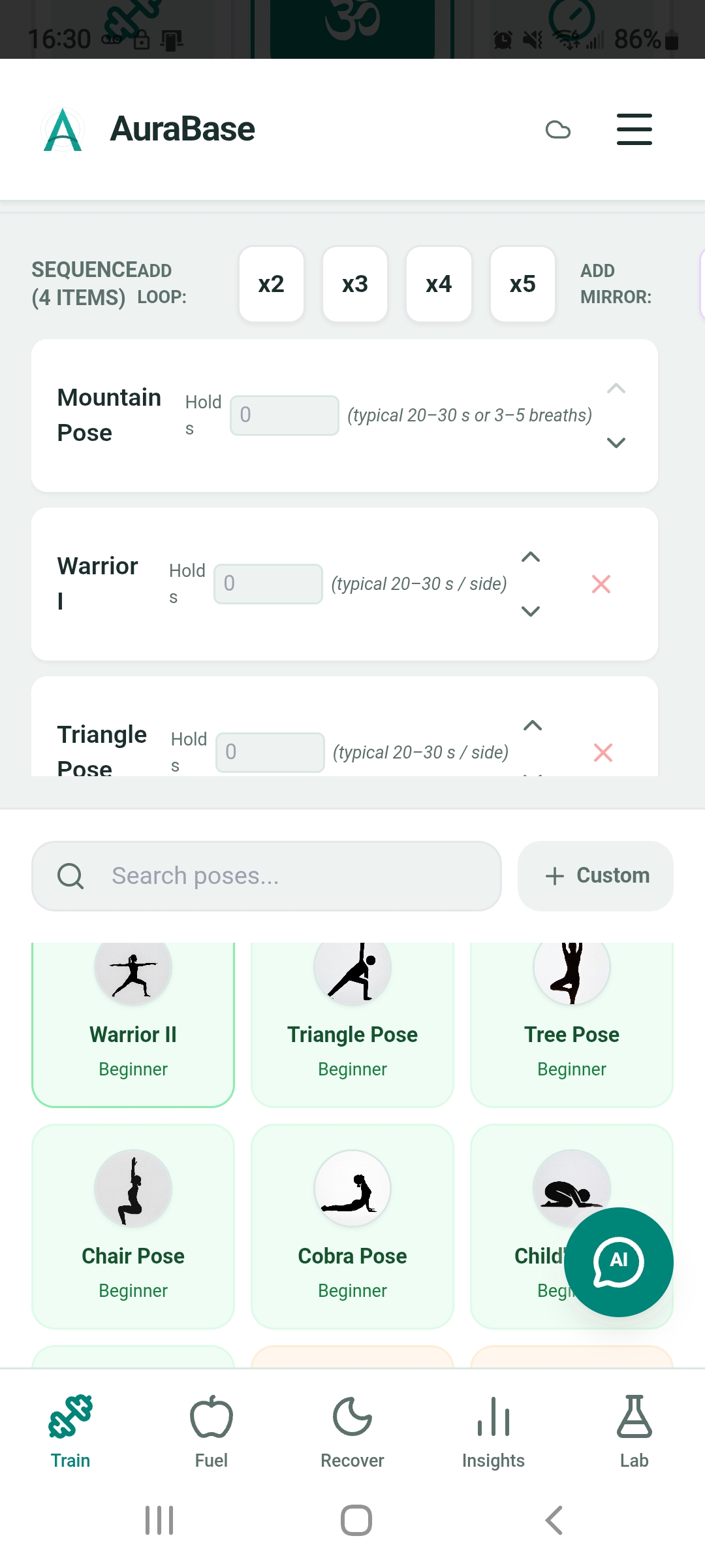 AuraFlex advanced yoga flow builder